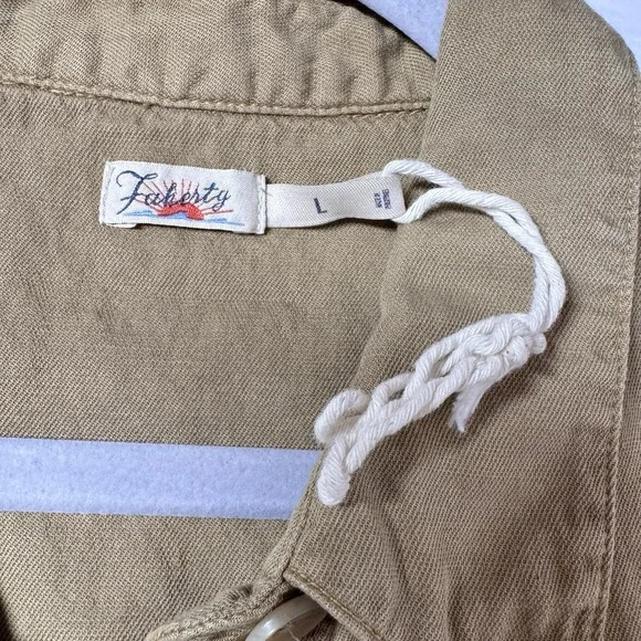 Faherty Dress Sz L Arlie Day Button Shirt Midi Casual Utility Outdoors Linen Bld - Picture 4 of 12